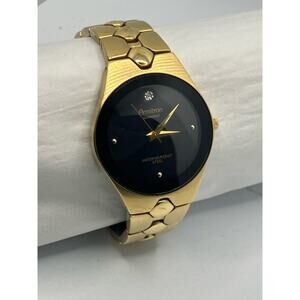 Armitron Diamond Gold Tone Mens Watch Stainless Steel Water Resistant 165 ft